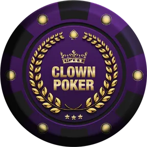 Purple Clown Poker Chip Vector PNG Image