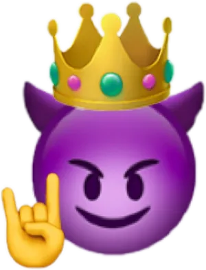 Purple Devil Emoji Wearing Crown PNG Image