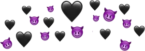 Purple Deviland Black Hearts Pattern PNG Image