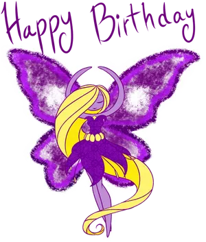 Purple Fairy Happy Birthday Greeting PNG Image