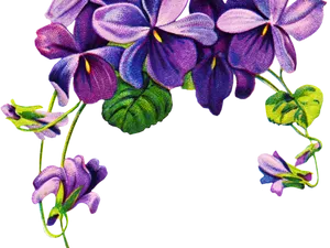 Purple Floral Leaf Border Design PNG Image