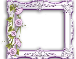 Purple Floral Photo Frame PNG Image