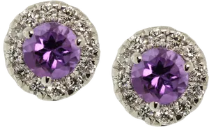 Purple Gemstone Stud Earrings PNG Image