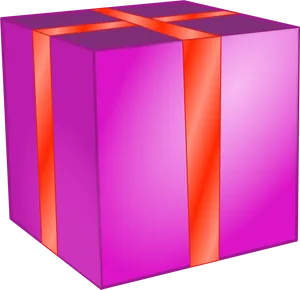 Purple Gift Boxwith Orange Ribbon PNG Image