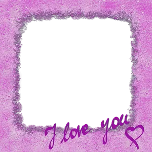 Purple Glitter Love Photo Frame PNG Image