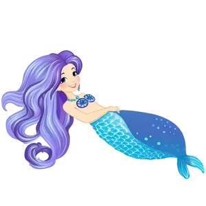 Purple Hair Mermaid Underwater Scene Png Nyv48 PNG Image