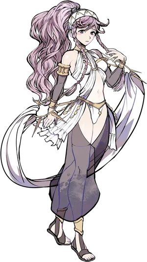 Purple Haired Anime Dancer PNG Image