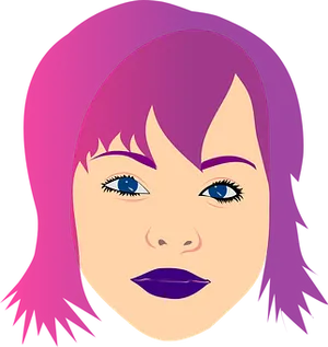 Purple Haired Female Vector Portrait PNG