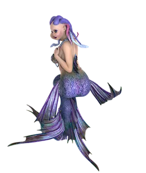 Purple Haired Mermaid3 D Model PNG Image