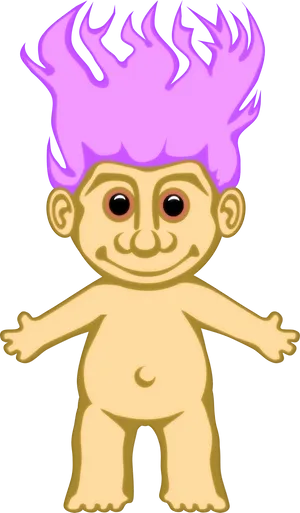 Purple Haired Troll Cartoon Graphic PNG Image