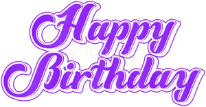 Purple Happy Birthday Text PNG Image