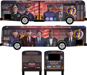 Purple Heart Community Bus Wrap Design PNG Image