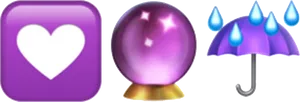 Purple Heart Crystal Ball Umbrella Emoji PNG Image