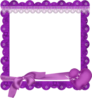 Purple Heart Framewith Bow PNG Image