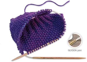 Purple Knitting Project In Progress PNG Image