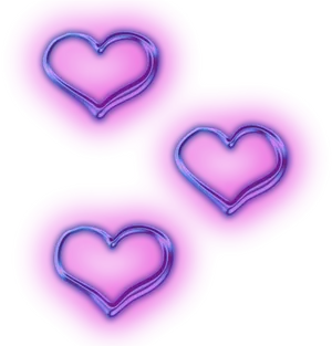 Purple Neon Heart Triptych PNG Image