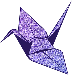 Purple Patterned Origami Crane PNG Image