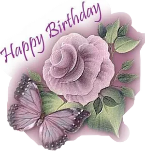 Purple Rose Birthday Greeting PNG Image