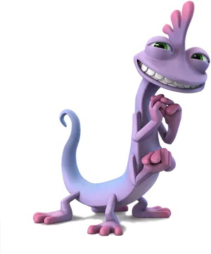 Purple Smiling Monster Character PNG Image