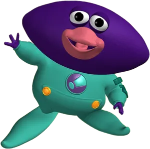 Purple Spaced Alien Cartoon Character PNG Image