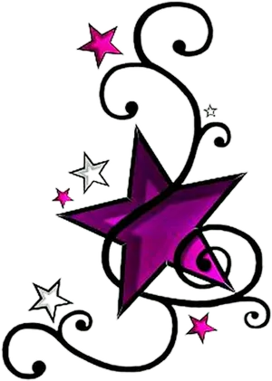 Purple Star Tattoo Design PNG Image