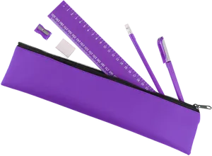 Purple Stationery Itemson Black Background PNG Image