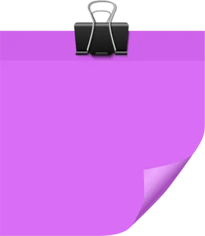 Purple Sticky Notewith Clip PNG Image