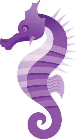 Purple Striped Seahorse Illustration PNG Image