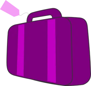 Purple Striped Suitcase Illustration PNG Image