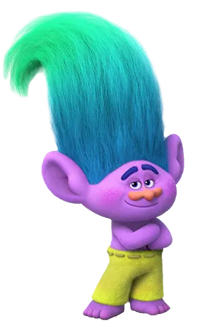 Purple Trollwith Green Hair PNG Image