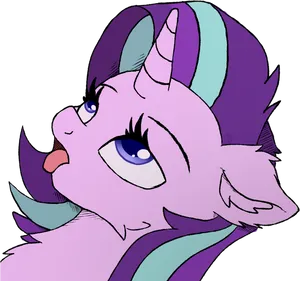 Purple Unicorn Cartoon Portrait PNG Image