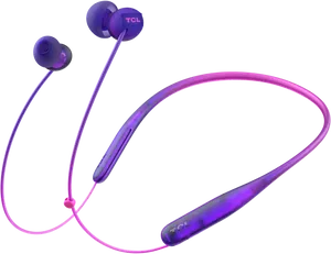 Purple Wireless Earphones T C L Brand PNG Image