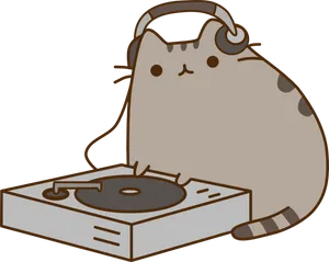 Pusheen D J Music Time PNG Image