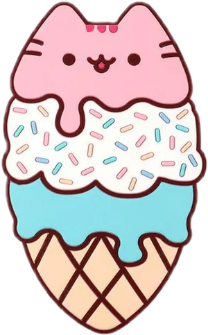 Pusheen Ice Cream Cone PNG Image