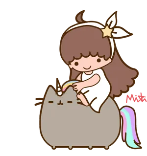 Pusheen Unicorn Girl Illustration PNG Image