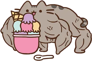 Pusheen_with_ Ice_ Cream PNG Image