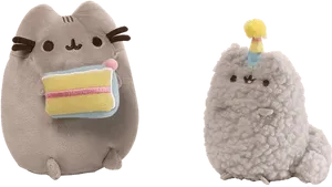 Pusheenand Stormy Plushies With Treats PNG Image