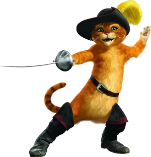 Puss In Boots Fencing Stance PNG Image