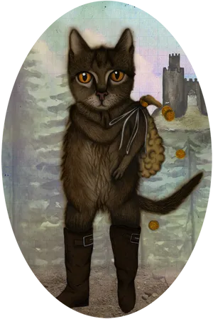 Puss In Boots Standing Fantasy Illustration PNG Image