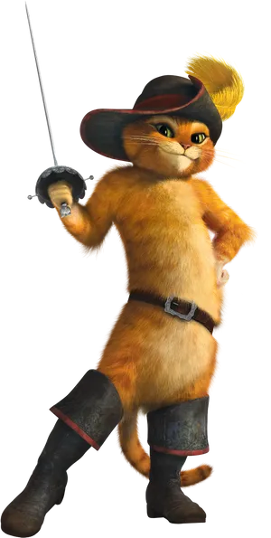 Puss In Boots Sword Stance PNG Image