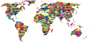 Puzzle Patterned World Map PNG