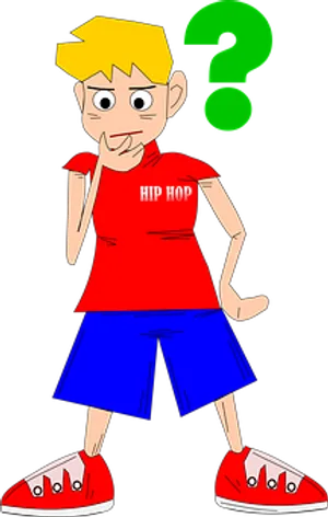 Puzzled Boy Cartoon Character PNG Image