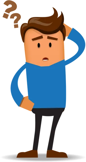 Puzzled Cartoon Man PNG Image