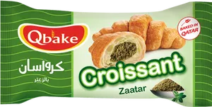 Qbake Zaatar Croissant Packaging PNG Image