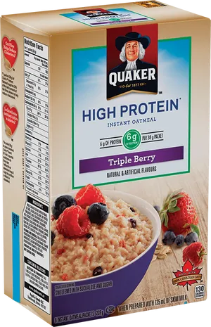 Quaker High Protein Triple Berry Oatmeal Box PNG