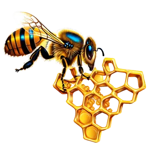 Queen Bee On Honeycomb Background Png 36 PNG Image