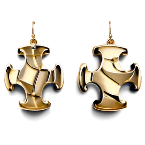 Quirky Gold Puzzle Earrings Png 06262024 PNG Image