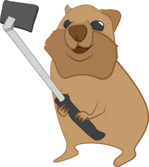 Quokka Selfie Cartoon PNG Image