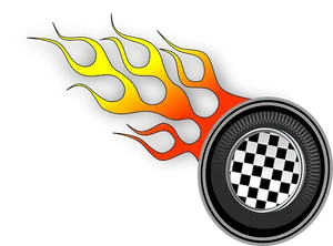 Racing Flamesand Checkered Wheel PNG Image