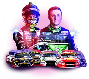 Racing Teamand Their Cars PNG Image